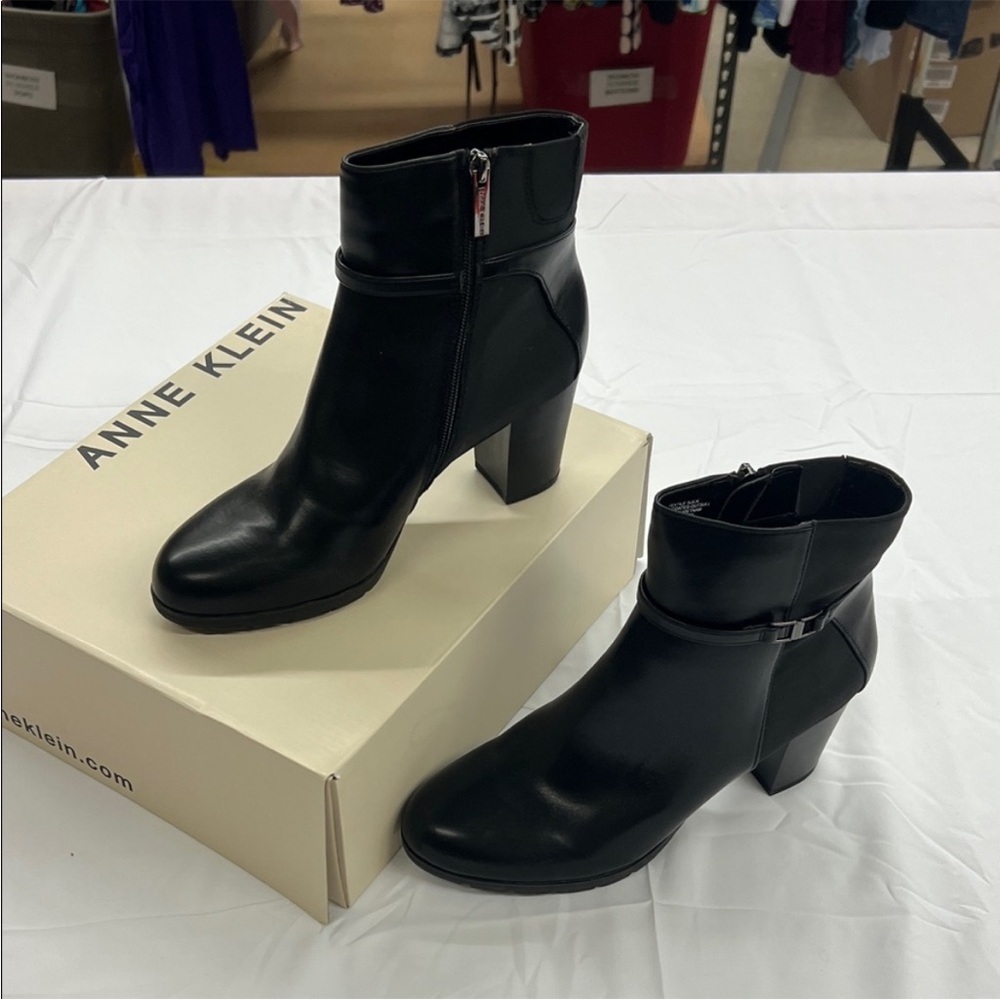 Anne Klein Sleek Black Ankle Booties